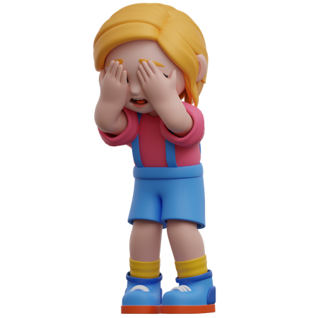 Girl Crying  3D Illustration