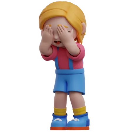 Girl Crying  3D Illustration