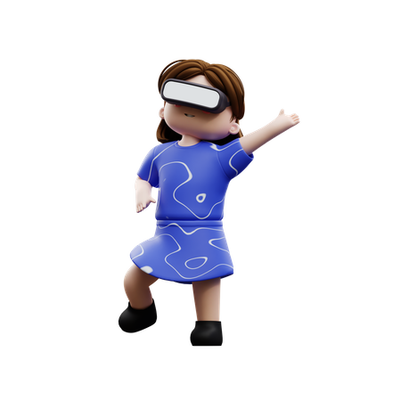 Girl dancing metaverse 3D Illustration