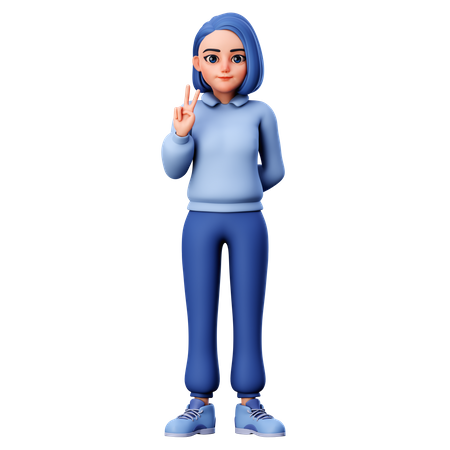 Girl do peace sign  3D Icon