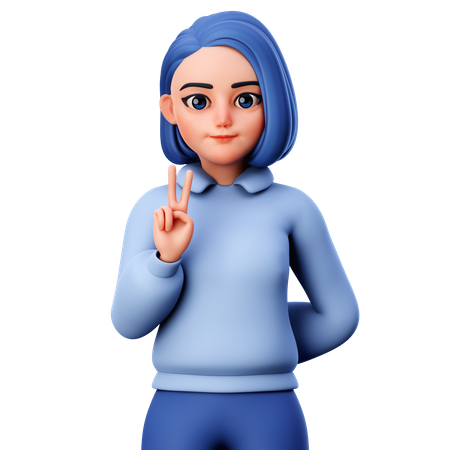 Girl do peace sign  3D Illustration