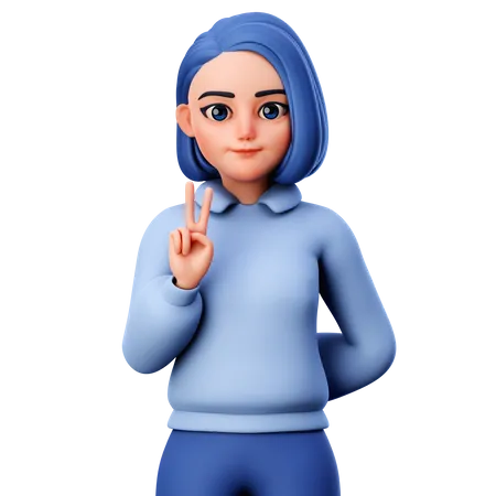 Girl do peace sign  3D Illustration