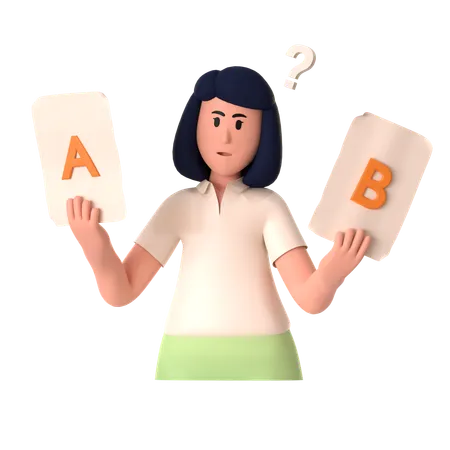 Girl Doing Ab Test  3D Illustration