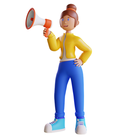Girl doing advertisement  3D Icon
