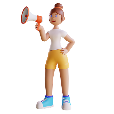 Girl doing advertisement  3D Icon