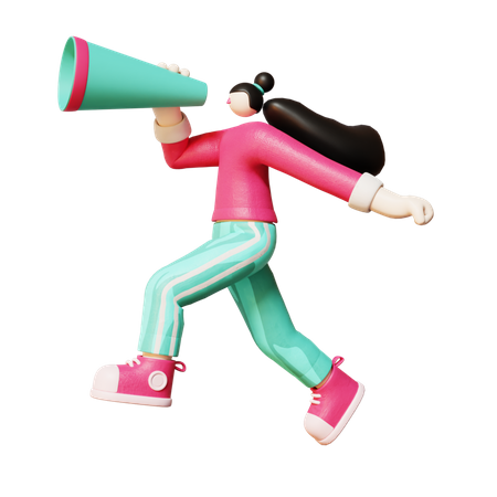 Girl doing advertisement  3D Icon