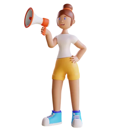 Girl doing advertisement  3D Illustration