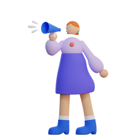 Girl Doing Announcement  3D Icon