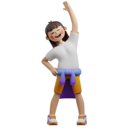Girl Doing Body Stretching Exercise  3D Illustration