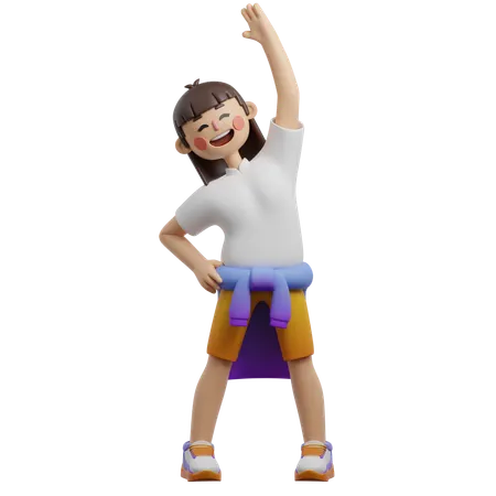 Girl Doing Body Stretching Exercise  3D Illustration