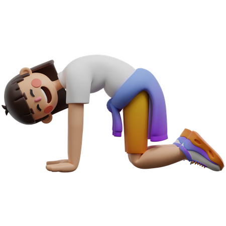 Girl Doing Cat Pose  3D Illustration