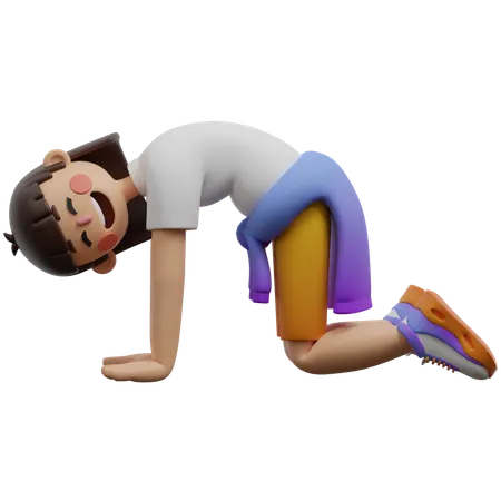 Girl Doing Cat Pose  3D Illustration