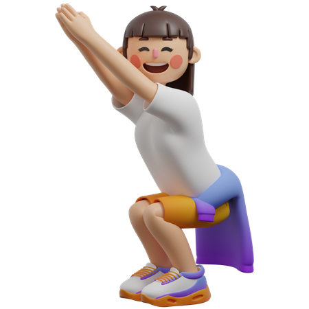 Girl Doing Chair Pose  3D Illustration