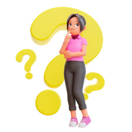Girl doing creative thinking  3D Icon