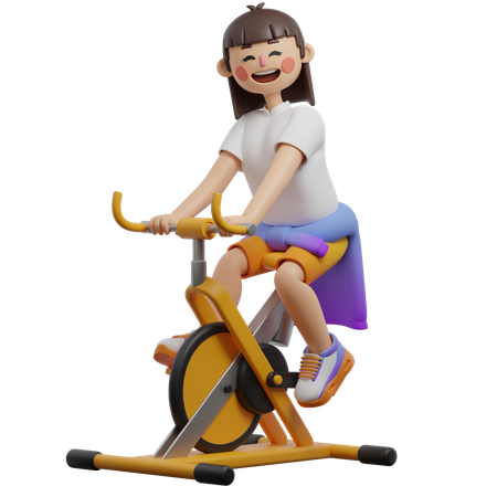 Girl Doing Cycling At Gym  3D Illustration