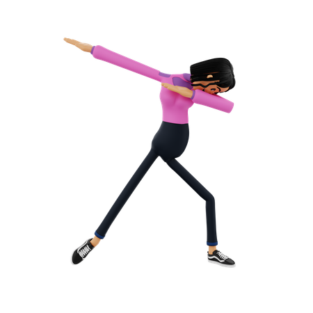 Girl Doing Dabbing Pose  3D Icon
