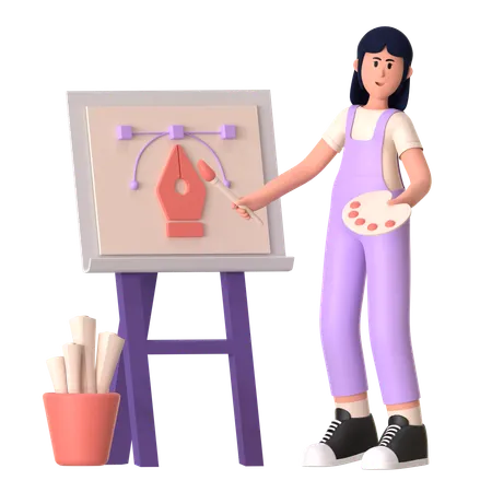 Girl Doing Graphic Designing  3D Illustration