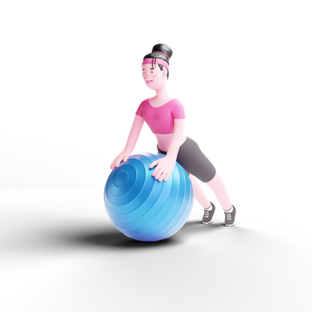 Girl doing Gym Ball Workout  3D Icon