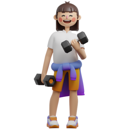 Girl Doing Gym Workout  3D Illustration
