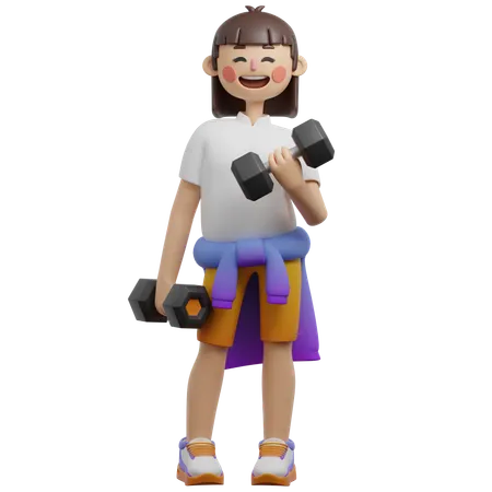 Girl Doing Gym Workout  3D Illustration