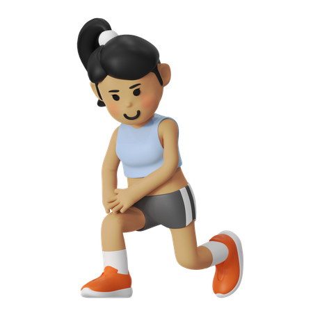 Girl doing leg Exercise before running race  3D Icon