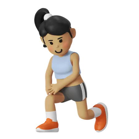 Girl doing leg Exercise before running race  3D Illustration