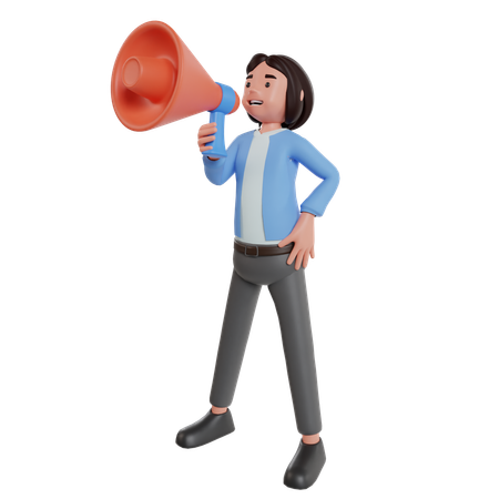 Girl Doing Marketing Work  3D Icon