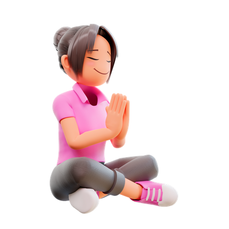 Girl doing meditating  3D Icon