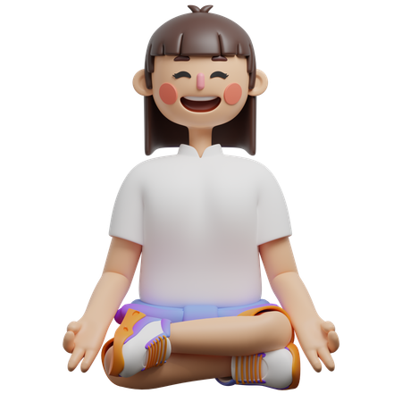 Girl Doing Meditation  3D Illustration