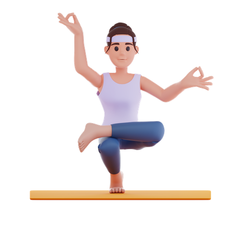 Girl Doing Meditation  3D Illustration
