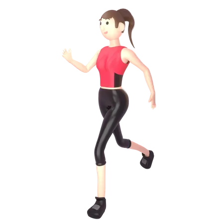 Girl doing morning run  3D Illustration