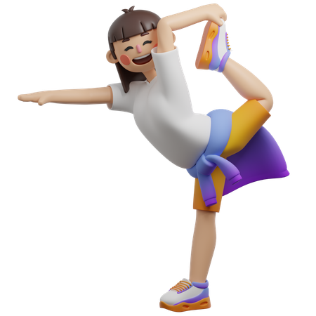 Girl Doing Natraj Pose  3D Illustration