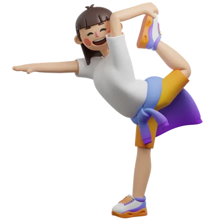 Girl Doing Natraj Pose  3D Illustration