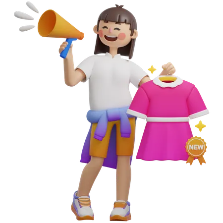 Girl Doing New Arrival Announcement  3D Illustration