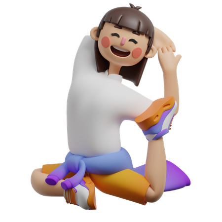 Girl Doing One Legged Pigeon Pose  3D Icon