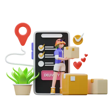 Girl doing Online delivery  3D Illustration