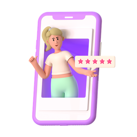 Girl Doing Online Rating  3D Illustration