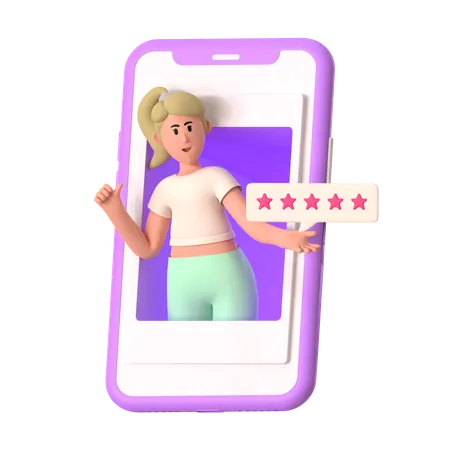 Girl Doing Online Rating  3D Illustration