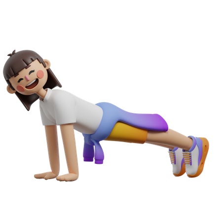 Girl Doing Plank  3D Icon