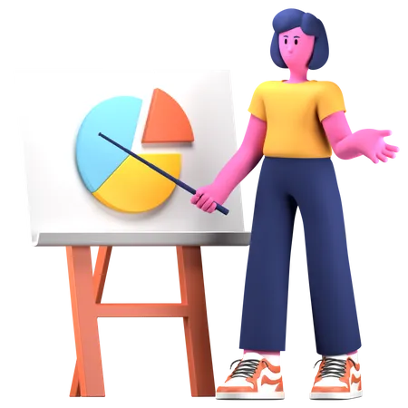 Girl doing presentation  3D Illustration