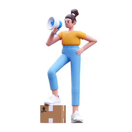 Girl Doing Promotion  3D Illustration