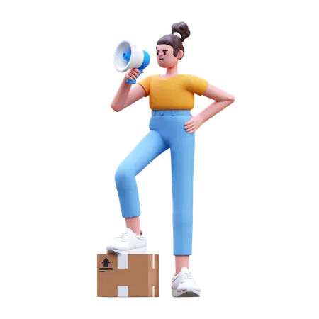 Girl Doing Promotion  3D Illustration