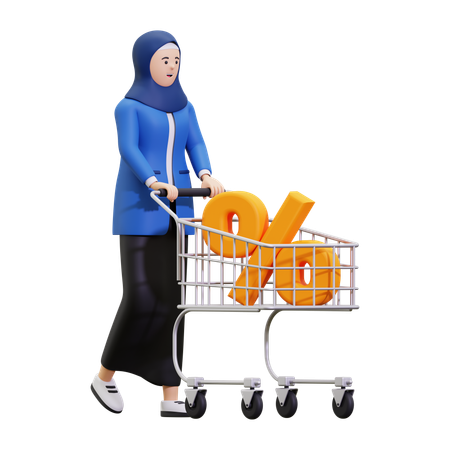 Girl Doing Ramadan Shopping  3D Illustration