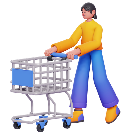 Girl Doing Shopping  3D Illustration