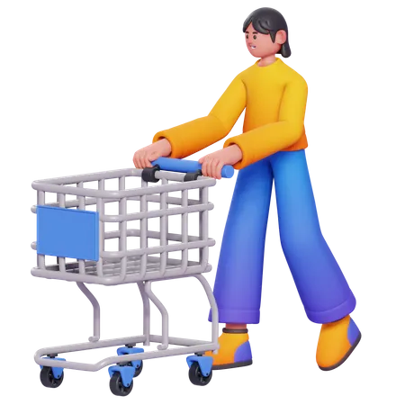 Girl Doing Shopping  3D Illustration