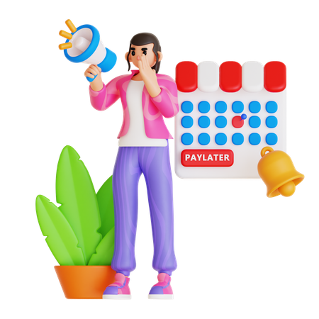 Girl Doing Shopping Sale Announcement  3D Illustration