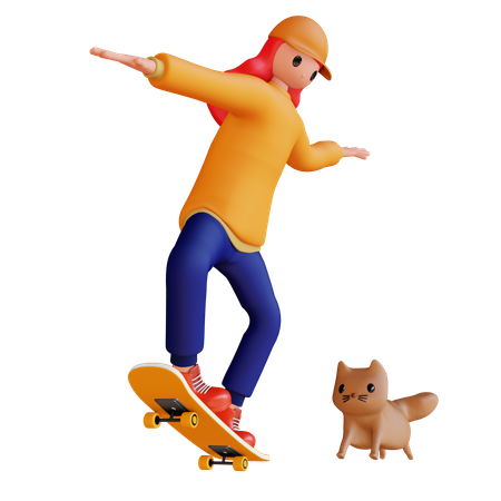 Girl doing Skating 3D Icon