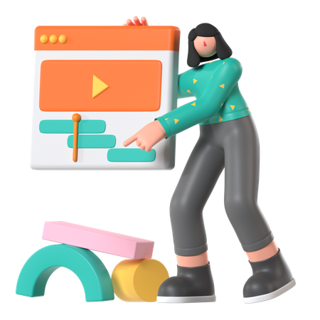 Girl Doing Video Editing  3D Icon