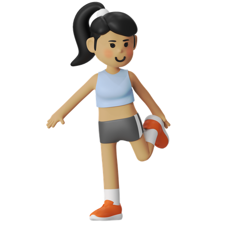 Girl  doing Warm up before Running  3D Icon