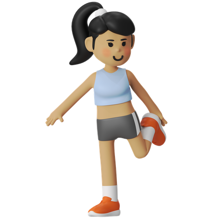 Girl  doing Warm up before Running  3D Illustration